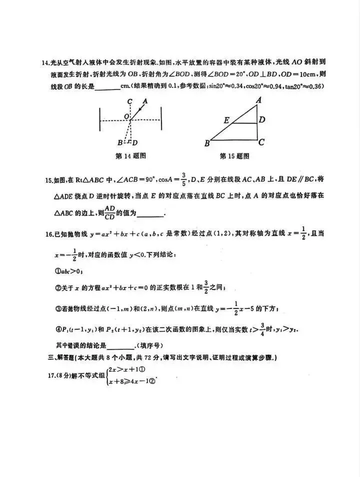 2026江岸区中考模拟数学试卷含答案! 第5张