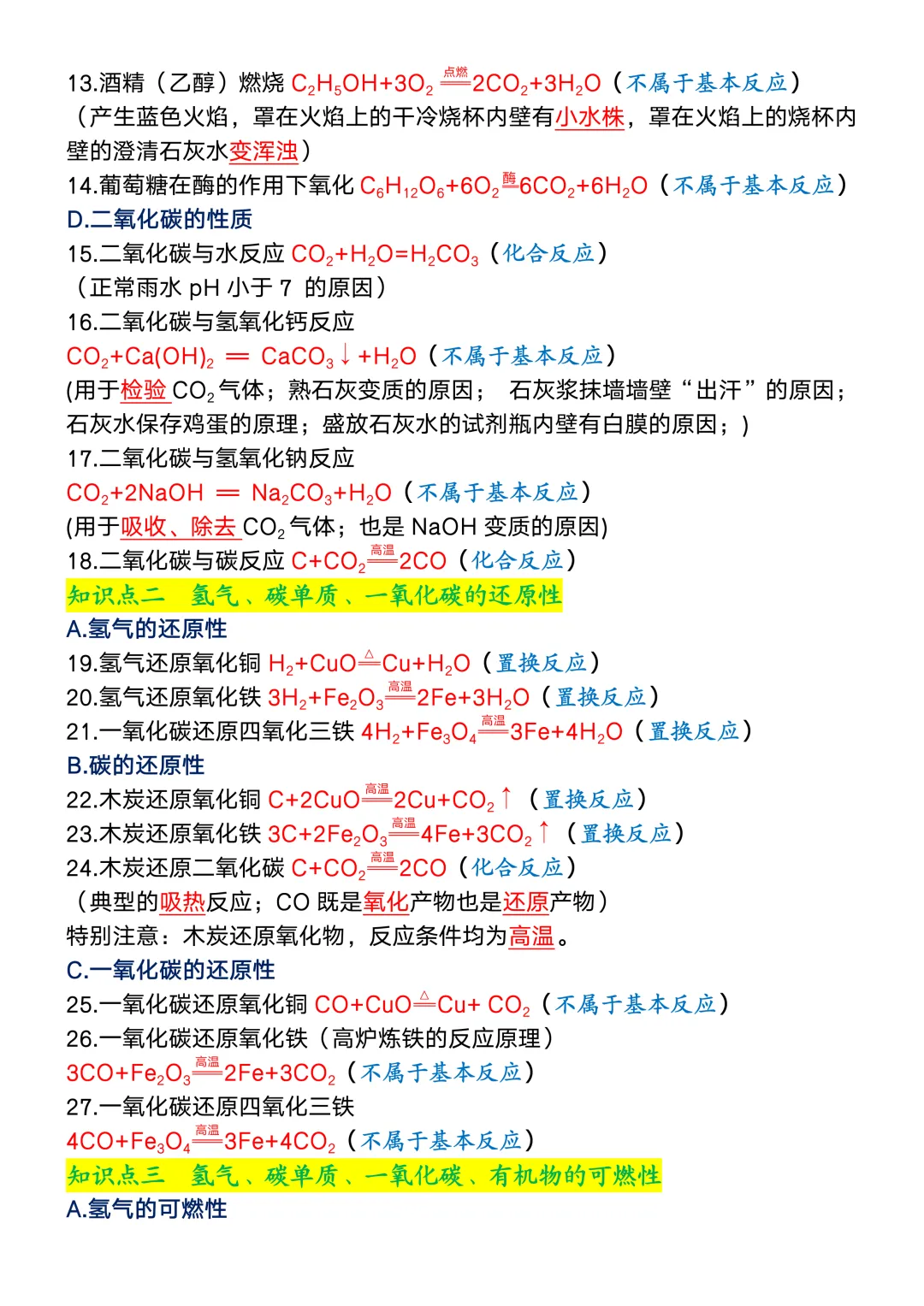 2026中考必考化学方程式速记清单(可打印),务必吃透再上考场! 第4张