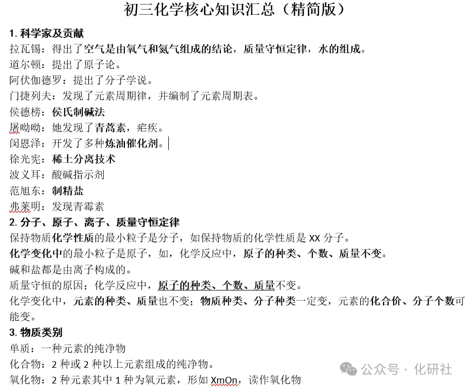 【中考复习】初三化学核心知识汇总(精简版) 第2张 【中考复习】初三化学核心知识汇总(精简版) 第2张