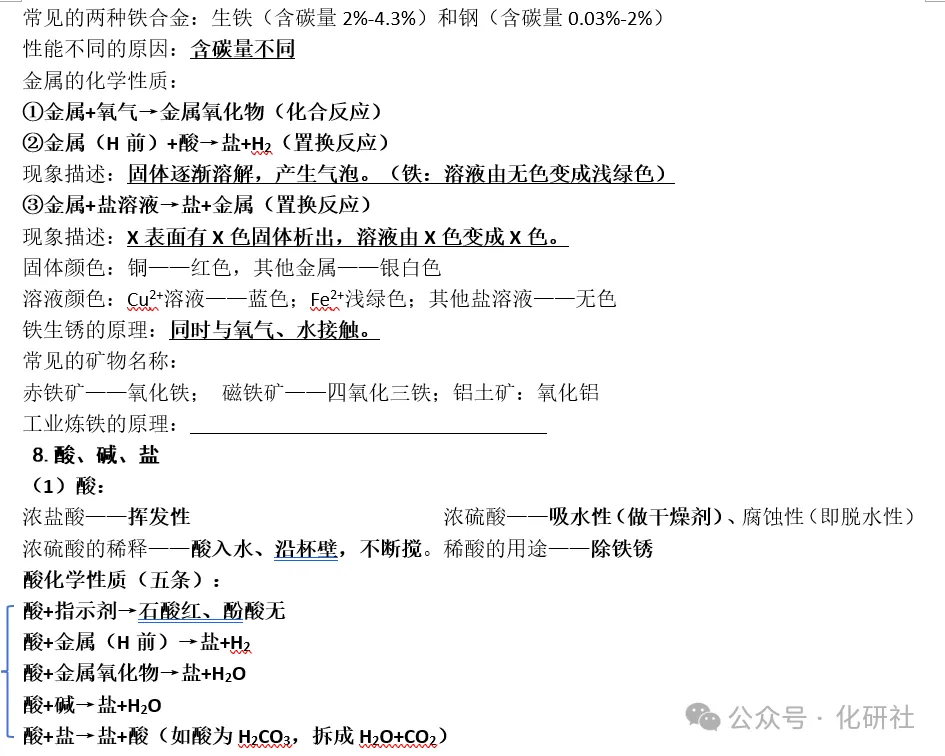 【中考复习】初三化学核心知识汇总(精简版) 第6张 【中考复习】初三化学核心知识汇总(精简版) 第6张