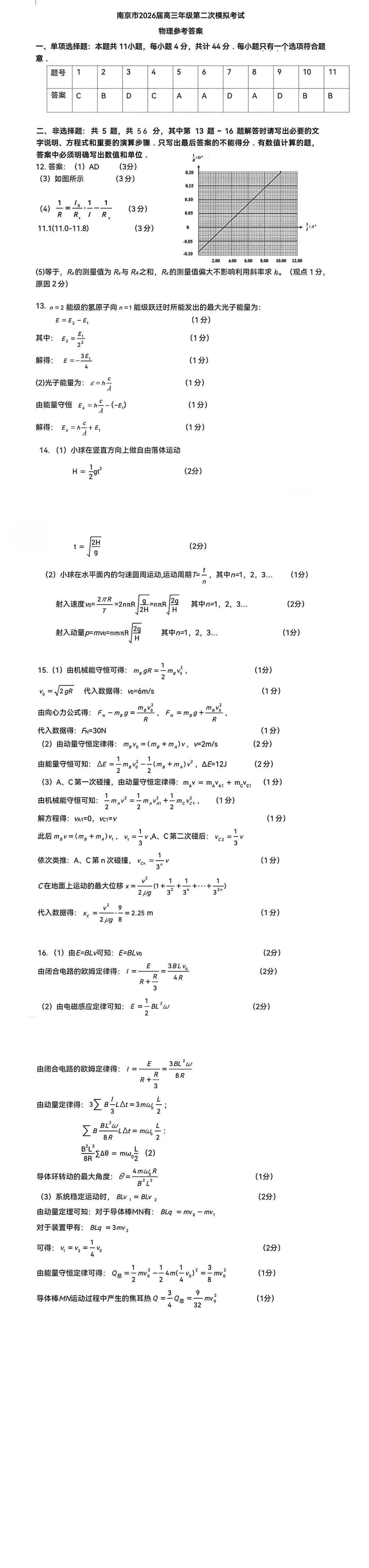 真题分享|江苏南京市2026届高考第二次模拟考试物理(附答案) 第3张