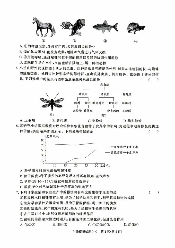 2026山东地区专版生物会考学业水平考试模拟卷8套 第3张
