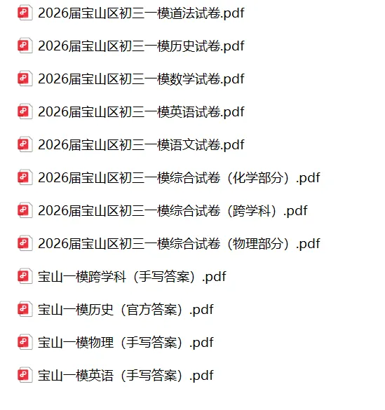 2026年上海市宝山区中考一模试卷+答案(PDF免费下载) 第4张