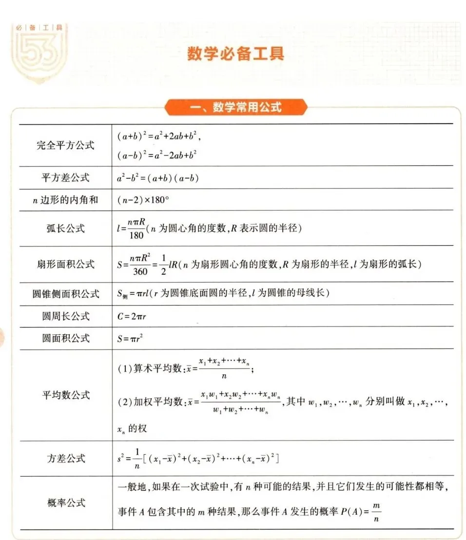 中考数学必备工具 第1张