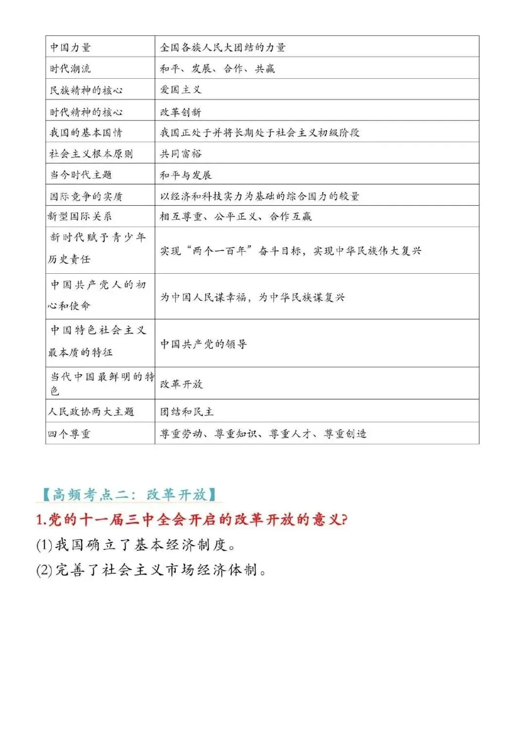 2026中考道德与法治必备核心考点 第4张