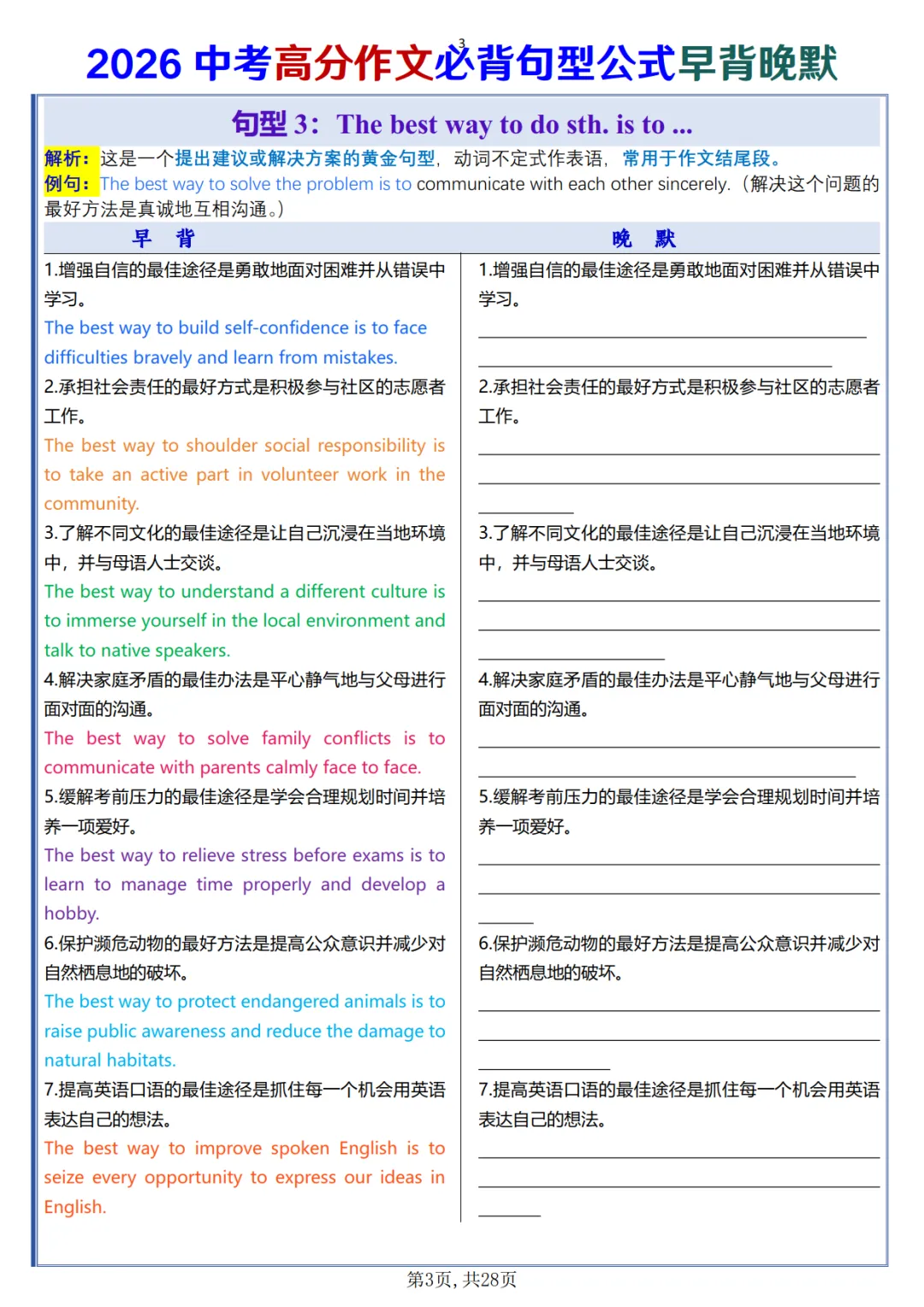 2026中考高分作文必背句型公式早背晚默,可免费下载 第4张