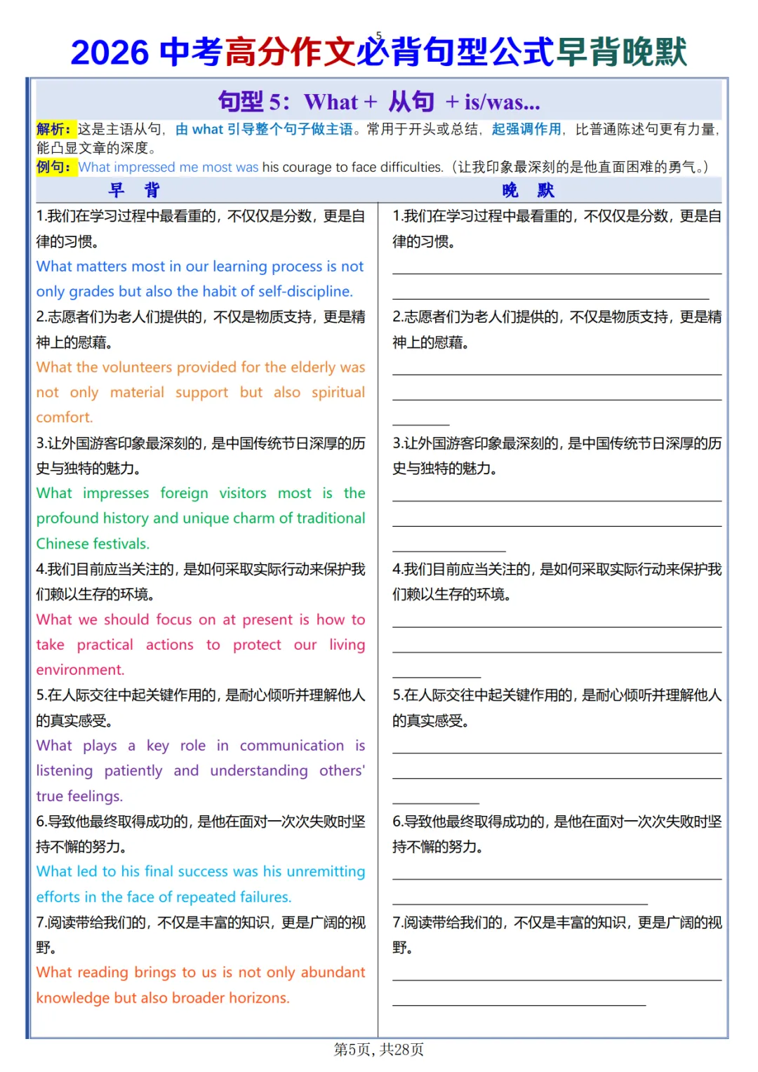 2026中考高分作文必背句型公式早背晚默,可免费下载 第6张