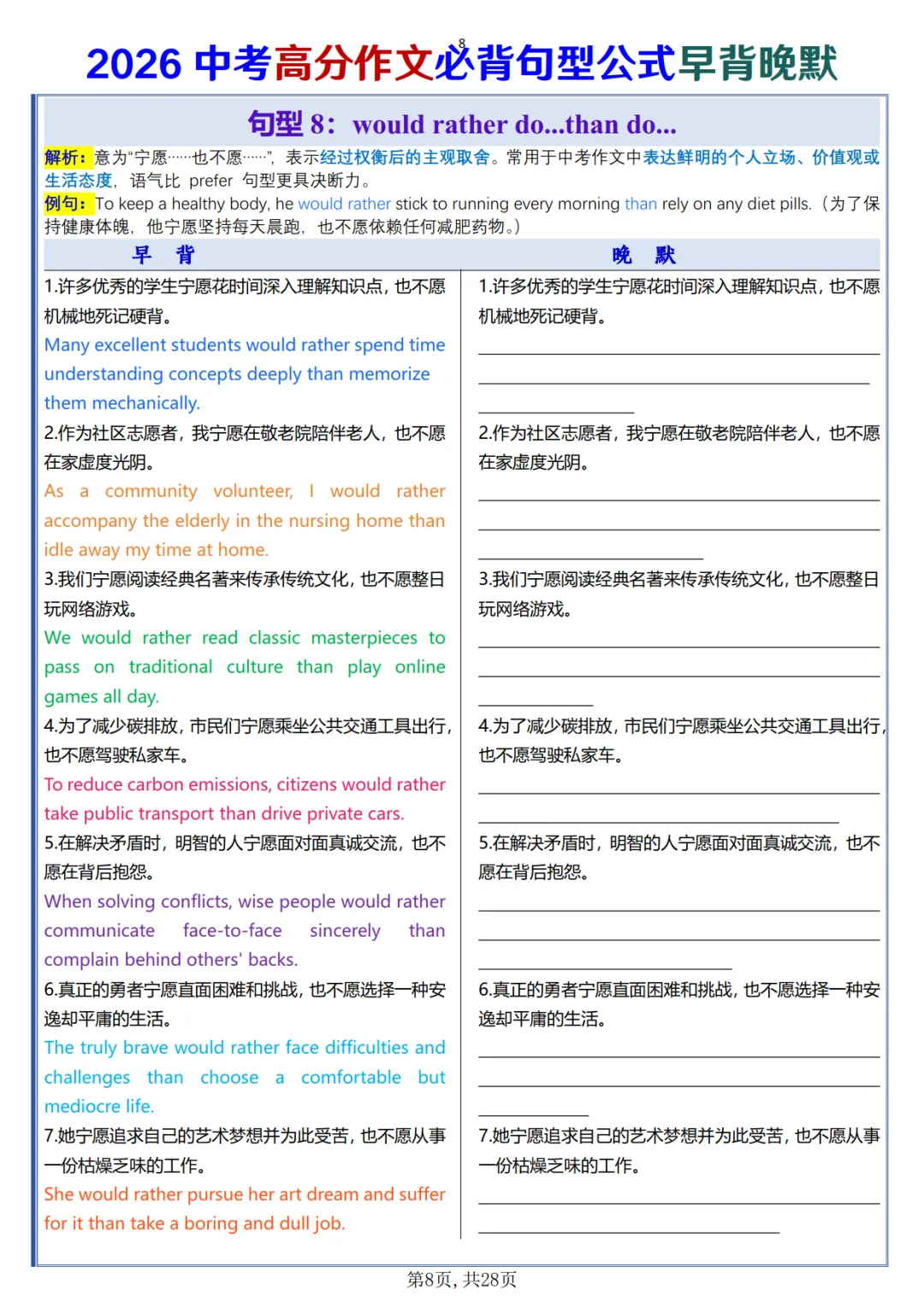 2026中考高分作文必背句型公式早背晚默,可免费下载 第9张