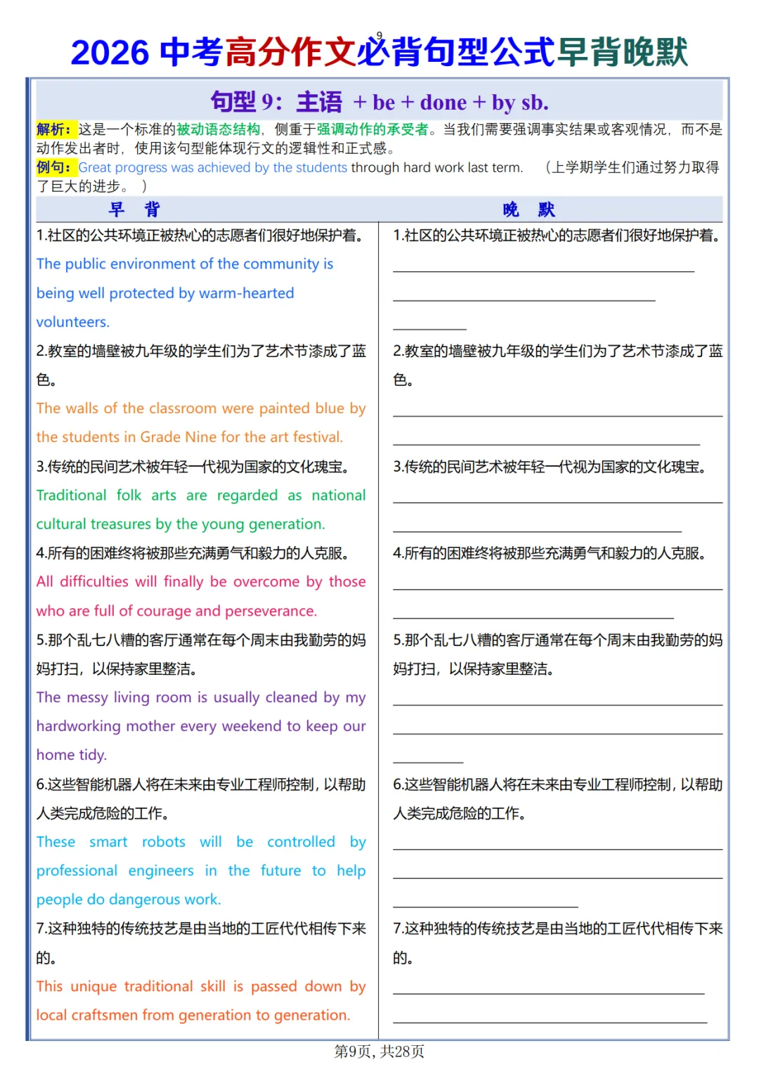 2026中考高分作文必背句型公式早背晚默,可免费下载 第10张