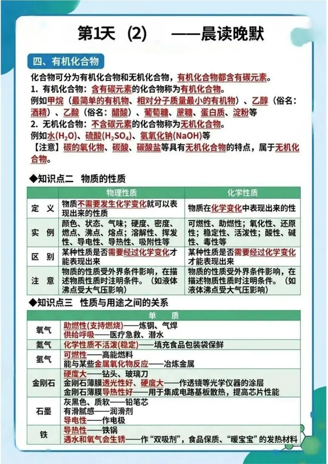 2026年中考化学晨读晚默,电子版可下载打印 第3张