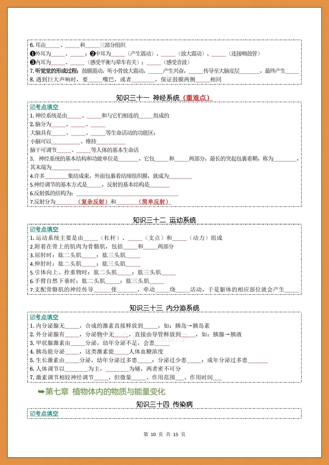 2026中考生物|初中生物会考知识点通关+考点梳理(附背诵+填空练习) 第11张