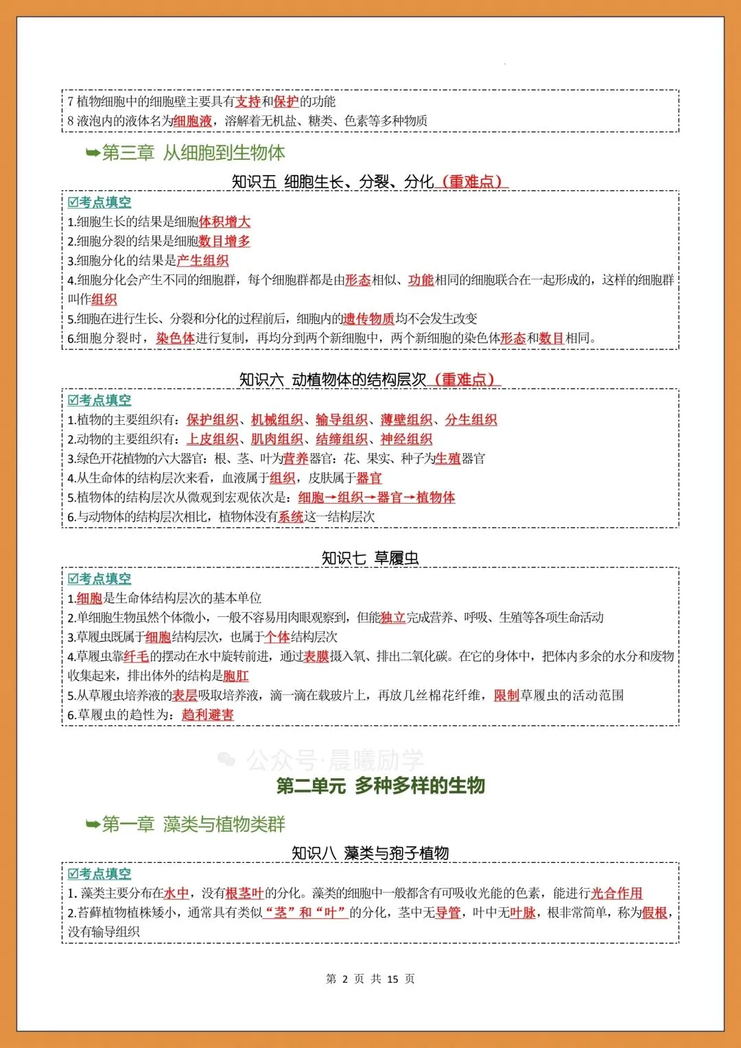 2026中考生物|初中生物会考知识点通关+考点梳理(附背诵+填空练习) 第14张