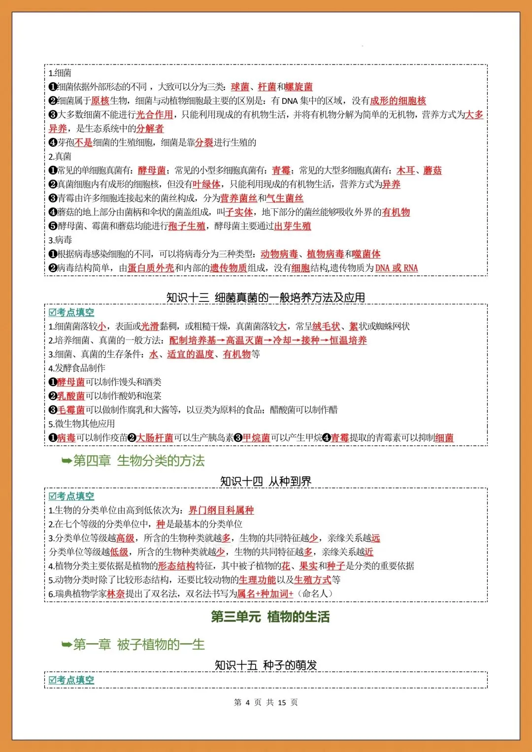 2026中考生物|初中生物会考知识点通关+考点梳理(附背诵+填空练习) 第16张