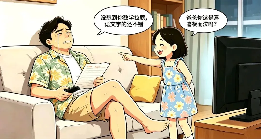 搞笑漫画:学渣女儿拿着低分试卷回家,逗比父女俩的搞笑对话.最好笑在后面! 第4张
