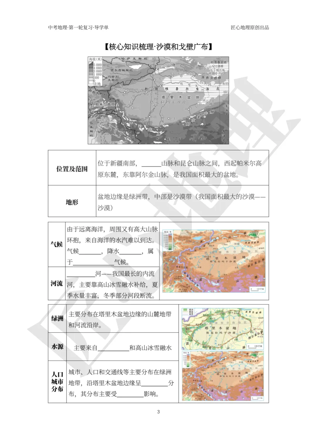新教材 | 中考一轮复习·干旱的宝地——塔里木盆地(课件+导学单+练习题) 第8张