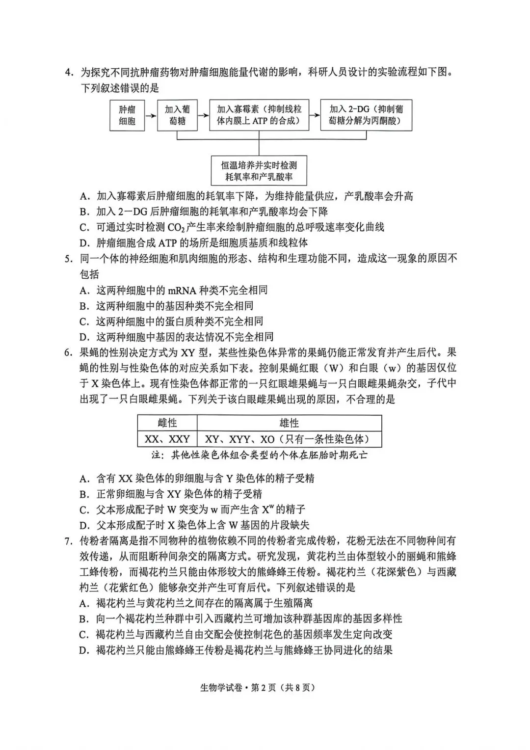 2026年昆明模拟测试生物试卷和答案 第2张