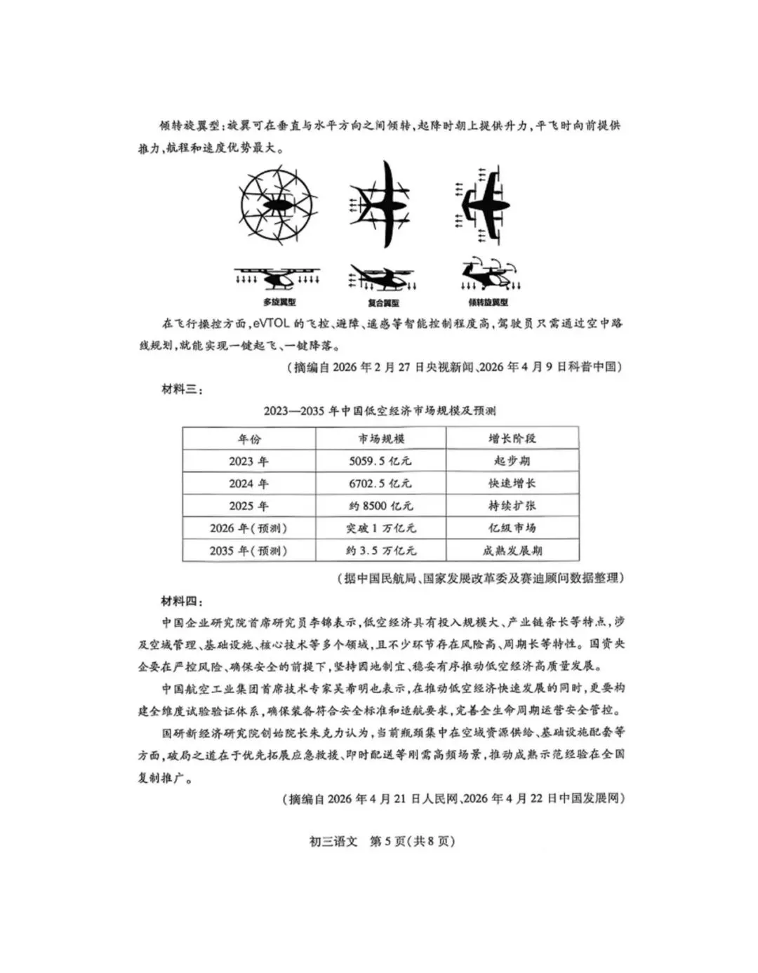 苏州四市初三一模语文试卷及答案 第5张