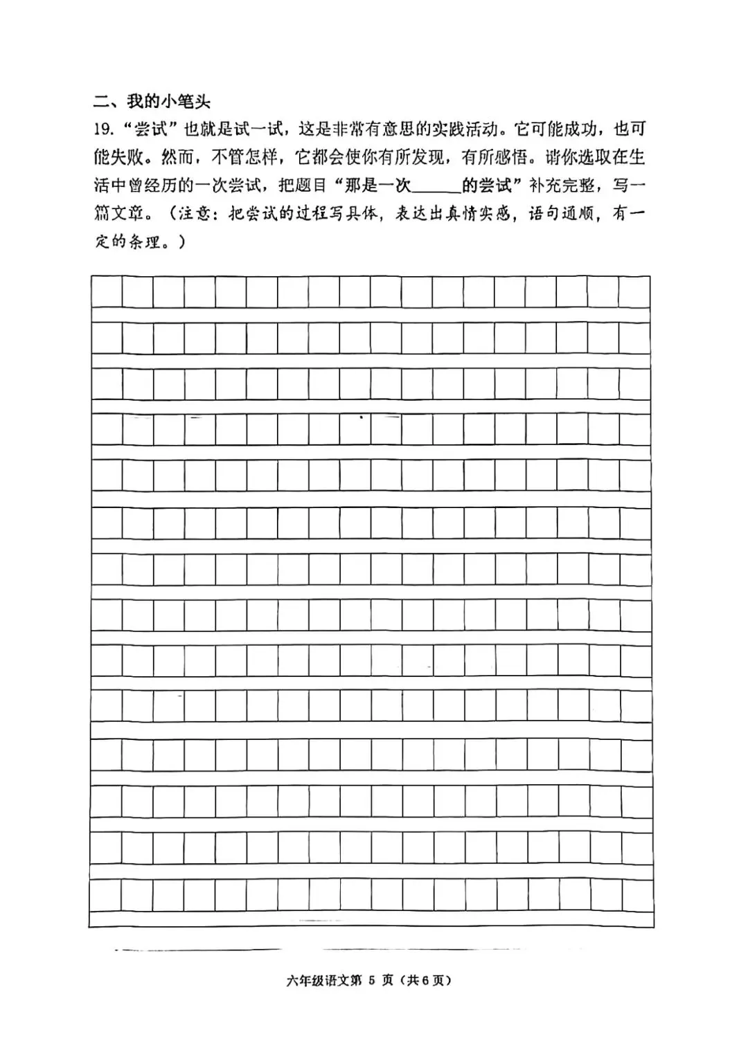 2022年迁安市小升初真题语文卷 第5张