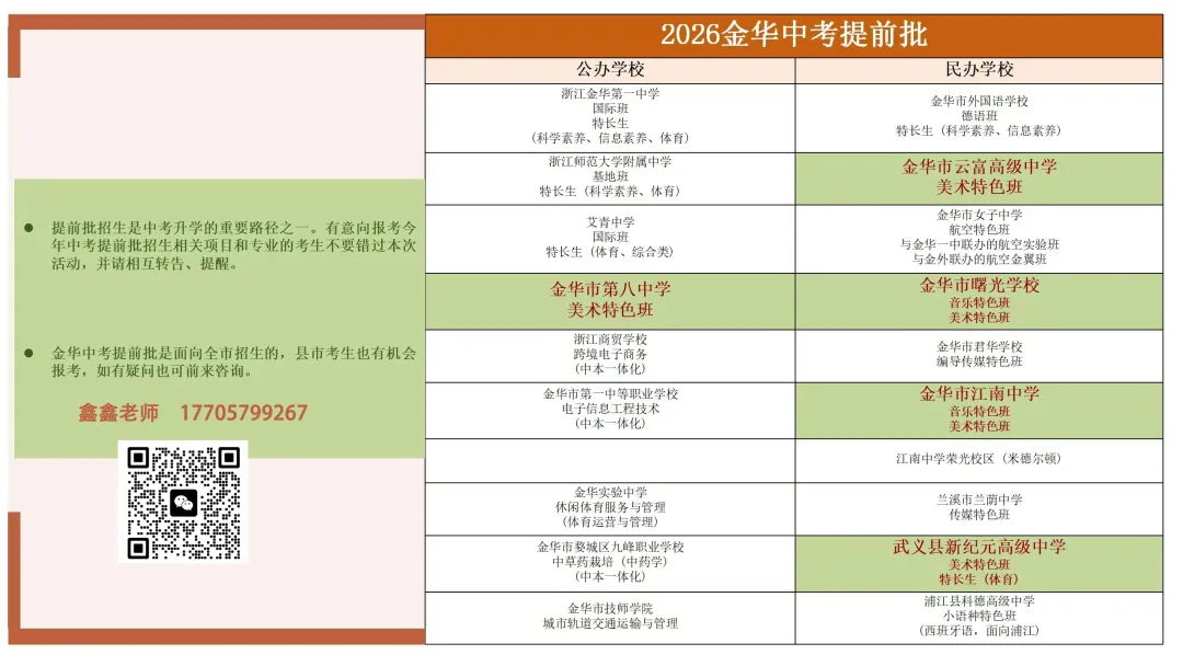 2026金华中考提前批招生咨询会本周六上午举行! 第2张 2026金华中考提前批招生咨询会本周六上午举行! 第2张