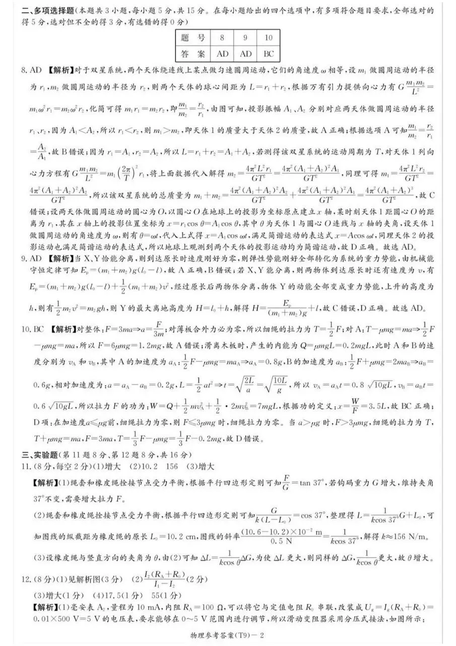 高质量试卷,湖南师大附中五月模考 第10张
