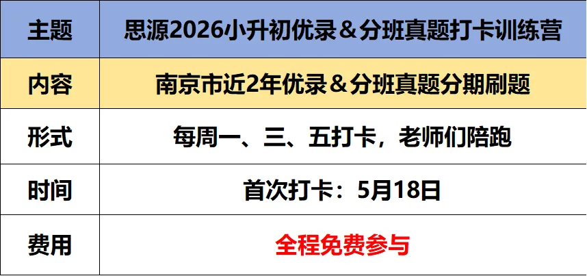 【打卡报名】小升初优录&分班考真题训练营 第4张