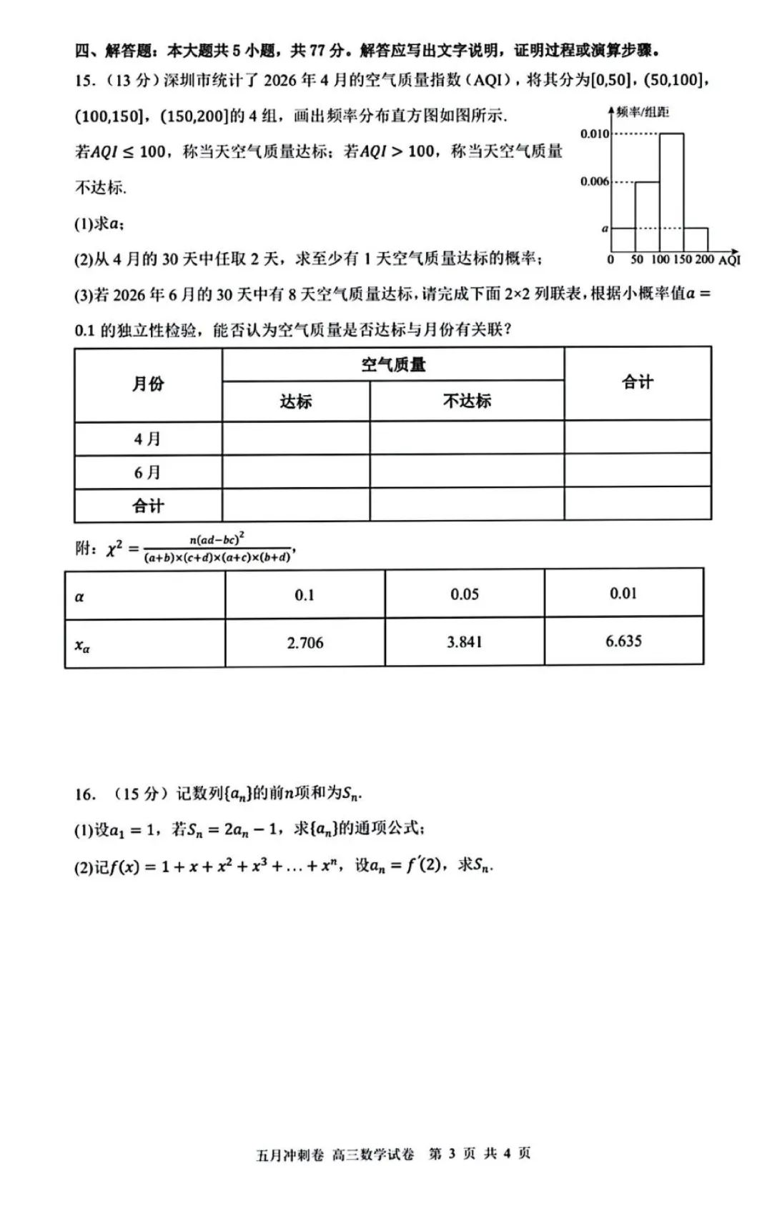 2026届深圳高三下学期5月冲刺数学试卷+答案 第5张