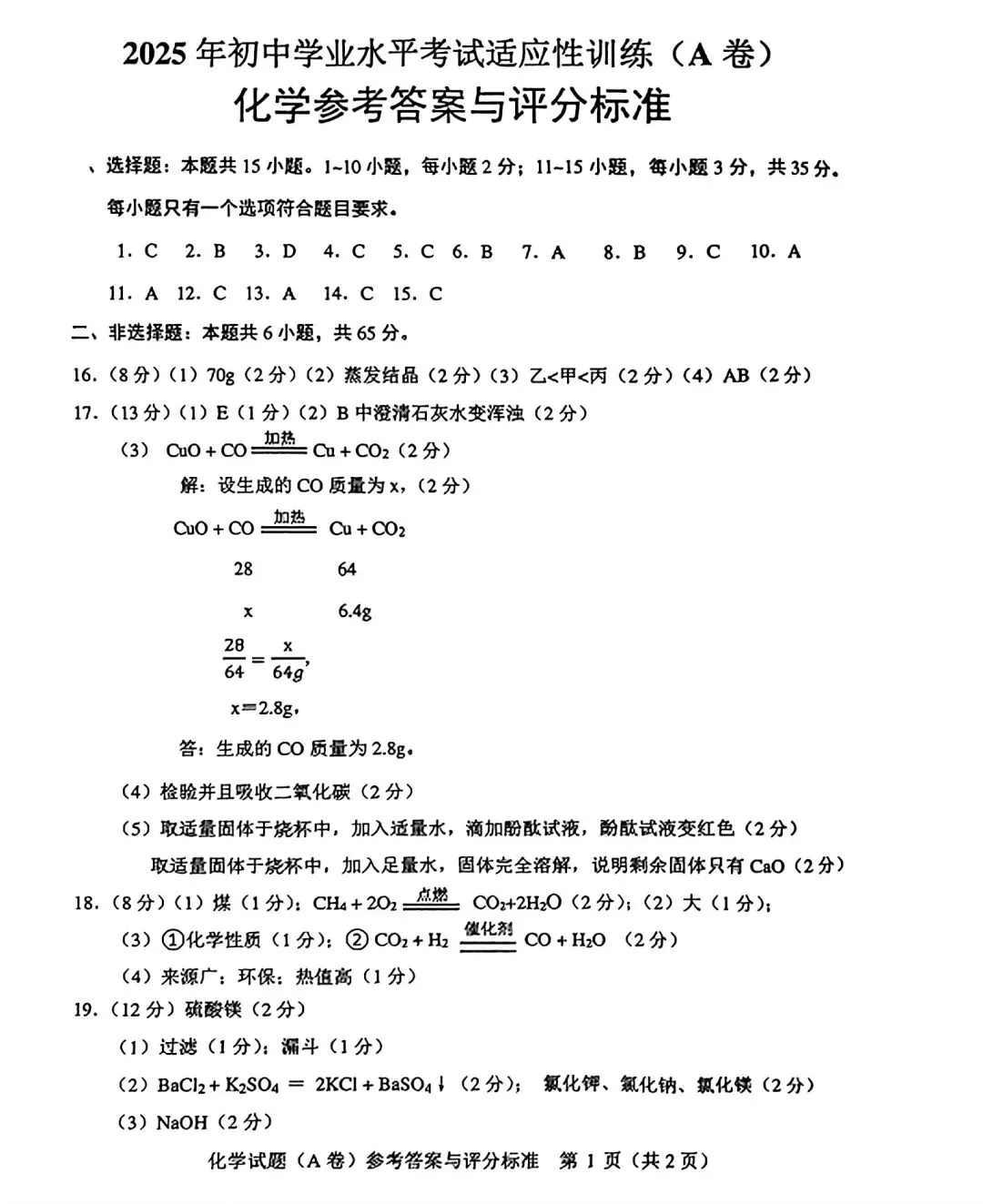 2025年山东省临沂市罗庄区二模化学试卷(含答案) 第10张