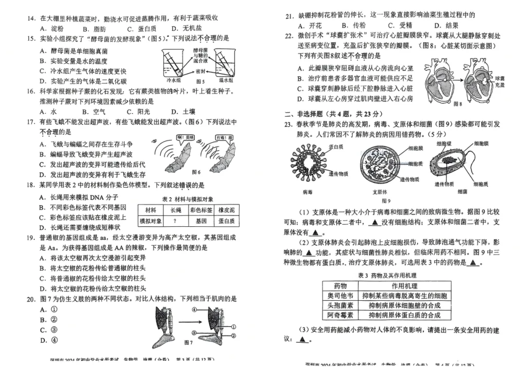 考前必刷!深圳初二生地会考真题,这些关键信息家长必看 第5张