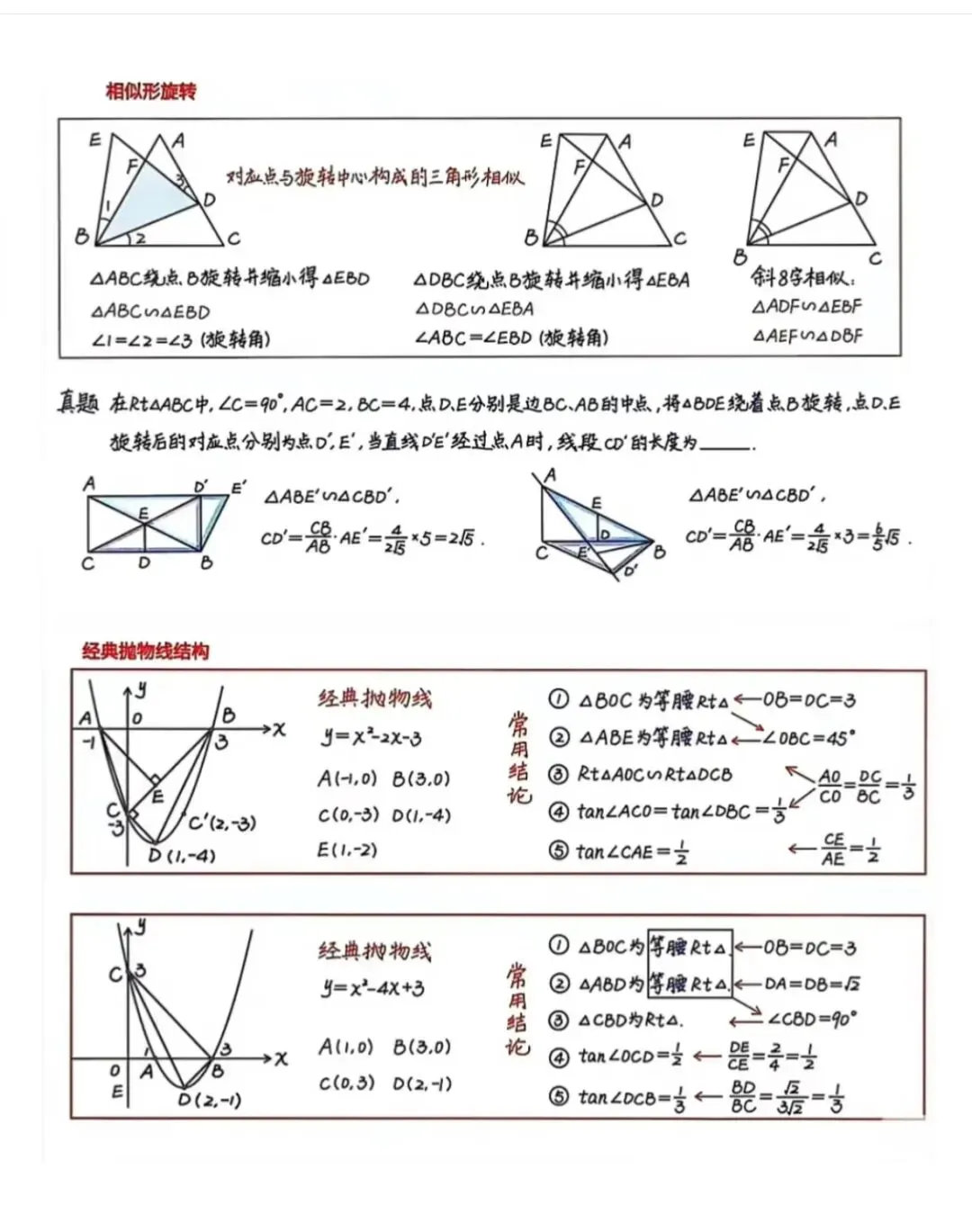 中考数学常用高效的压轴题快解模型总结 第5张