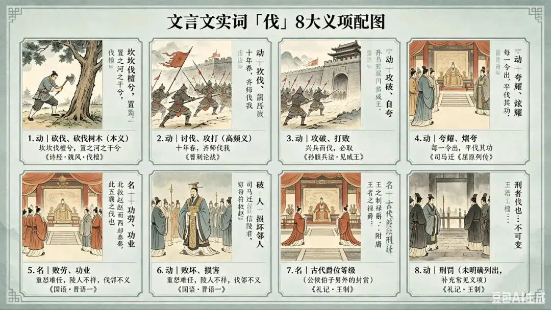 文言文实词9|「伐」全义项解析+中高考真题级练习  第1张