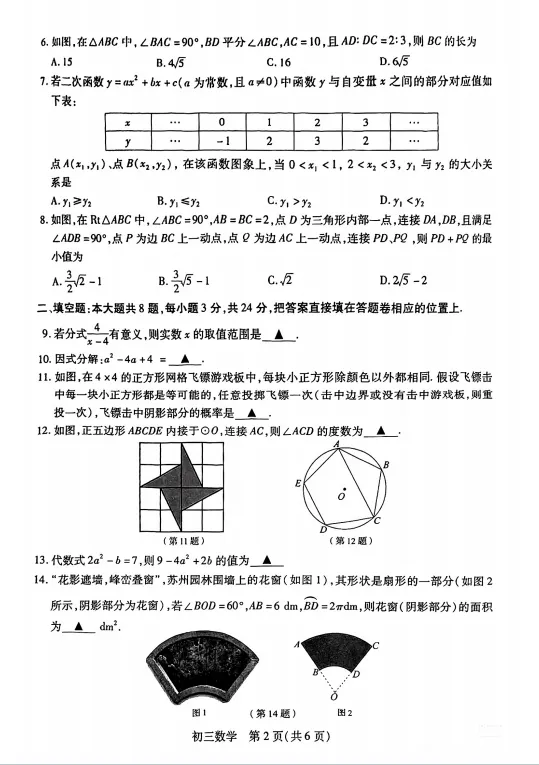 2026昆山中考一模语文/数学/物理出炉:试卷+答案 第5张 2026昆山中考一模语文/数学/物理出炉:试卷+答案 第5张