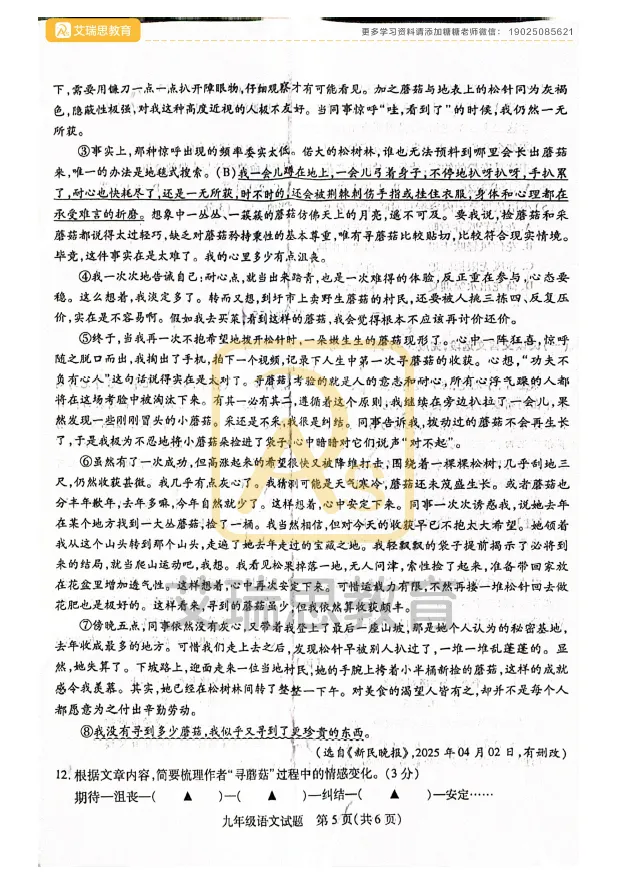备战中考|2025徐州铜山中考二模试卷分享~ 第7张