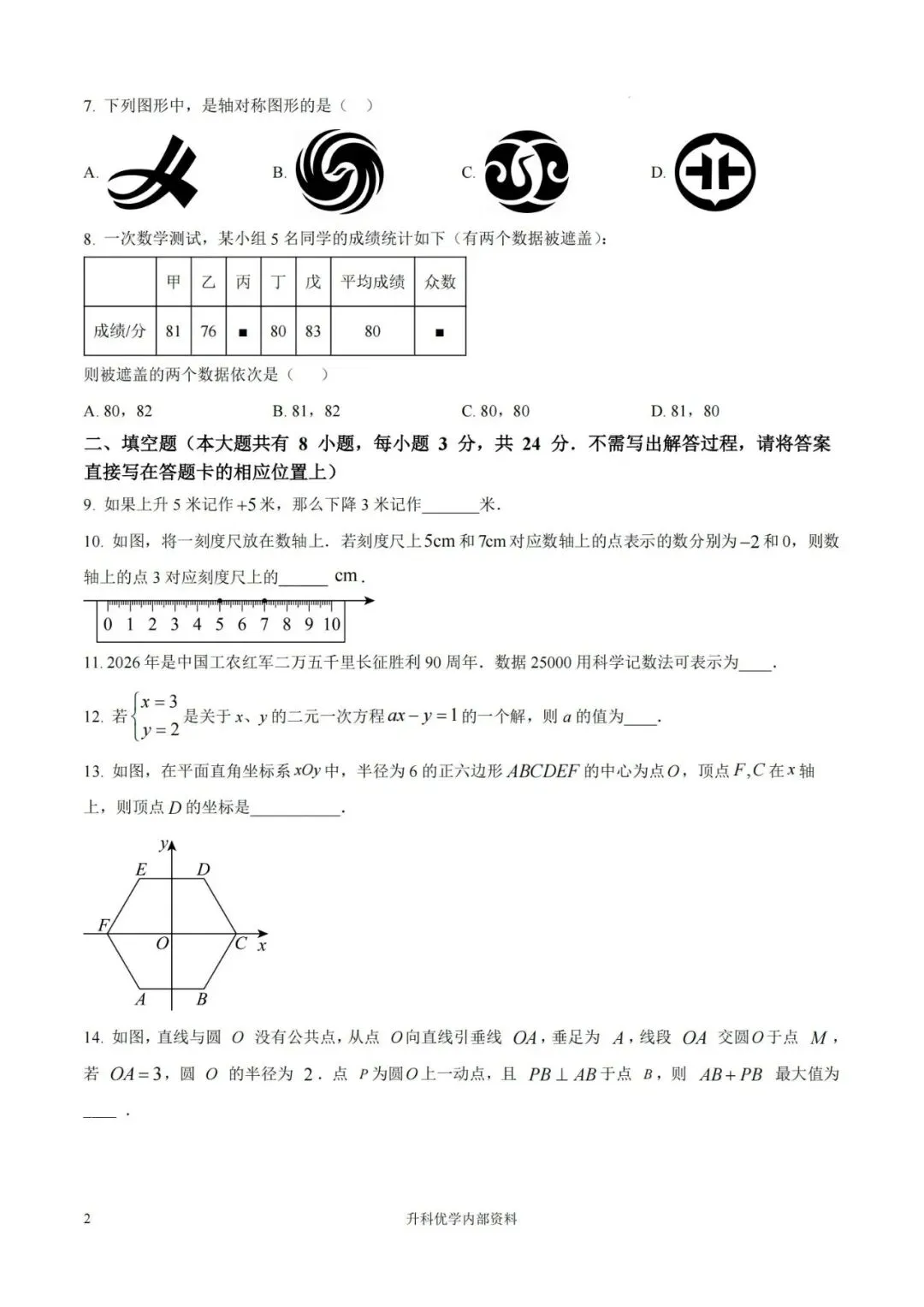 中考丨东台市2026年中考二模数学试题及答案(文末下载) 第2张