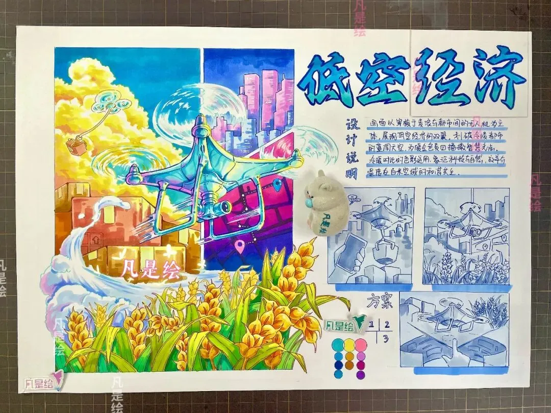 26届湖北工业大学视觉传达考研专硕手绘真题高分画面解析·凡是绘艺术设计考研 第2张 26届湖北工业大学视觉传达考研专硕手绘真题高分画面解析·凡是绘艺术设计考研 第2张