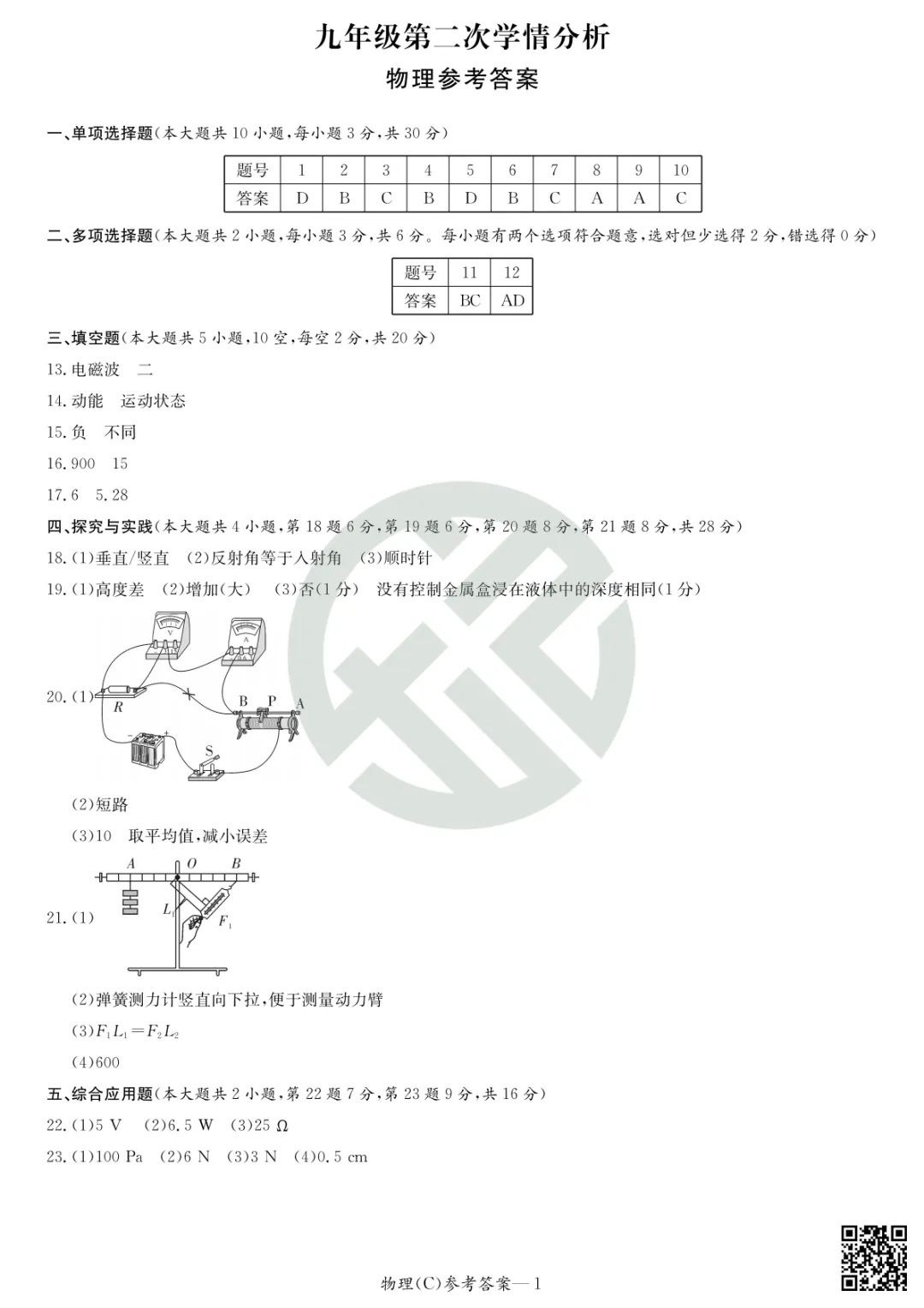 速领!刚考完的长郡集团初三二模真题附答案 第53张 速领!刚考完的长郡集团初三二模真题附答案 第53张