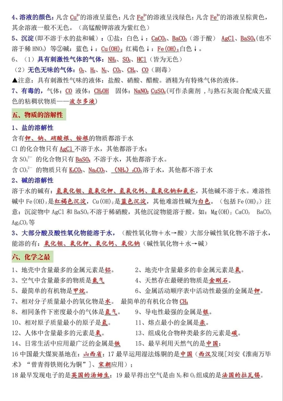 中考化学必备知识点总结大全 第5张