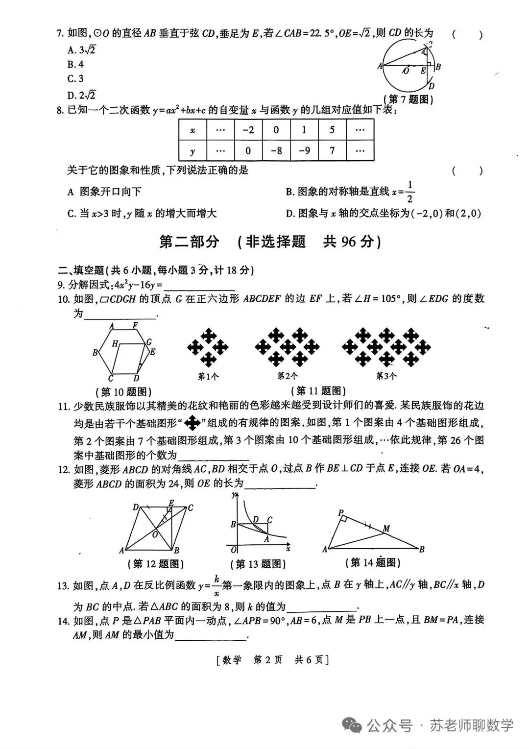 陕西中考数学模拟卷9 第2张