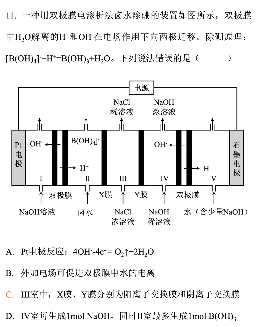 电化学真题梳理 | 云南卷:卤水除硼←自1950s的双极膜 第3张