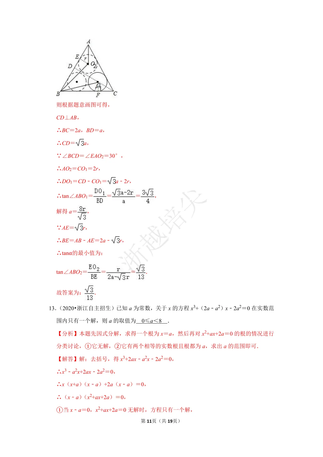 2021年浙江省苍南中学提前招生考试数学模拟卷 第16张
