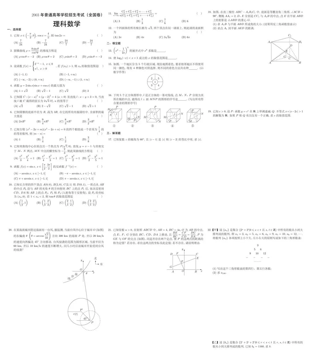2003年高考数学: 一张试卷改变了多少人的命运 第1张