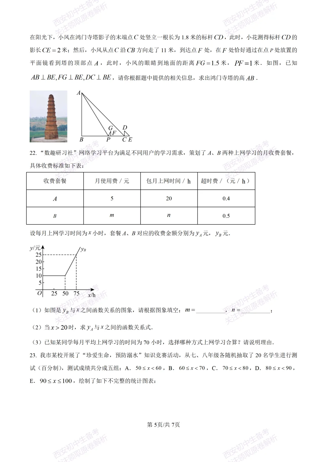 含完整答案!西安2026中考模拟:【西安爱知中学】九年级一模【数学】,免费下载 第11张