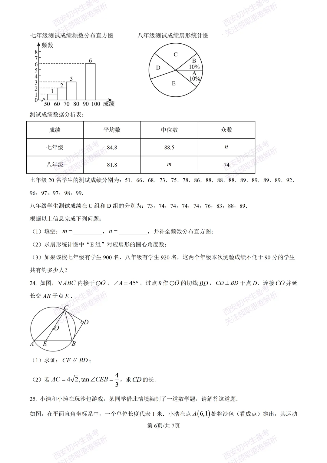 含完整答案!西安2026中考模拟:【西安爱知中学】九年级一模【数学】,免费下载 第12张