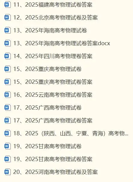 2025年全国各省高考物理试卷及答案 第2张
