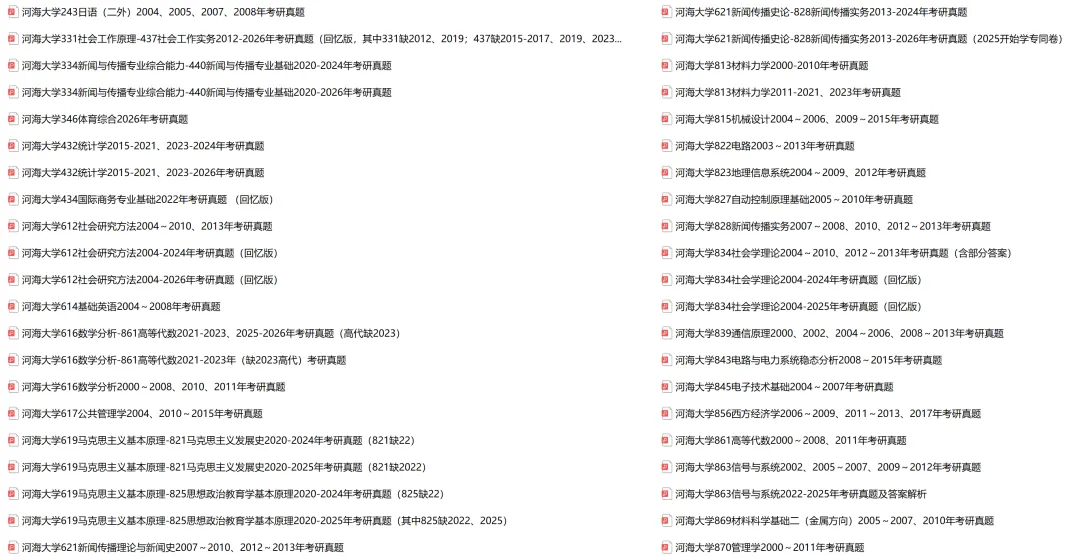 2027考研||河海大学考研专业课历年真题汇总(含2026真题+2025+2024) 第2张