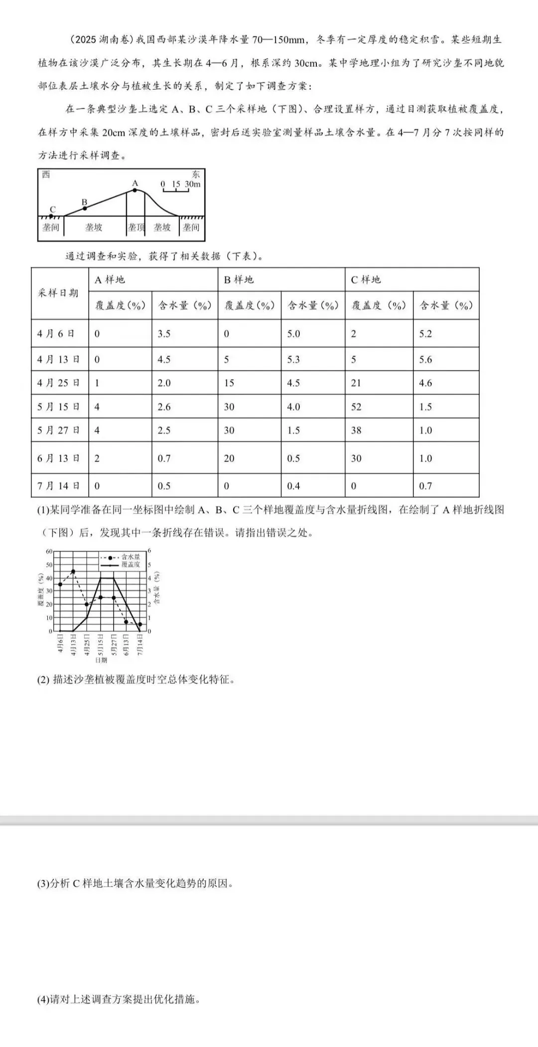 真题解析|2025湖南地理沙垄植被 第1张