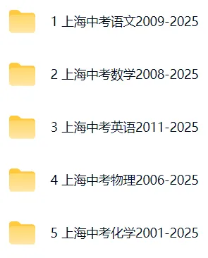 上海中考全科历年真题(2011-2025年) 第1张 上海中考全科历年真题(2011-2025年) 第1张