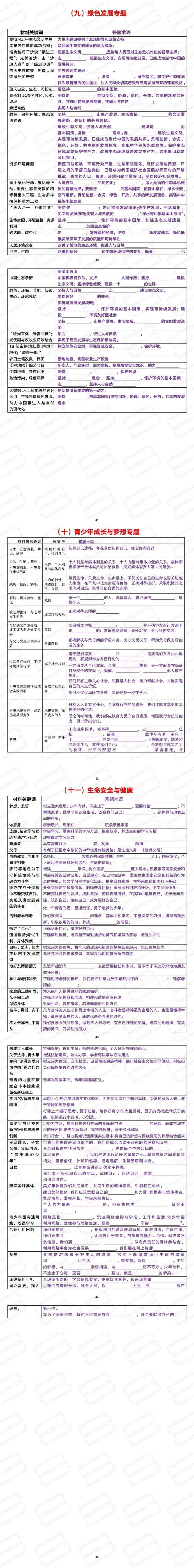 中考冲刺:时政热点表格版!2026中考道德与法治热点材料转化为专业术语(挖空版+答案版+集训版) 第7张