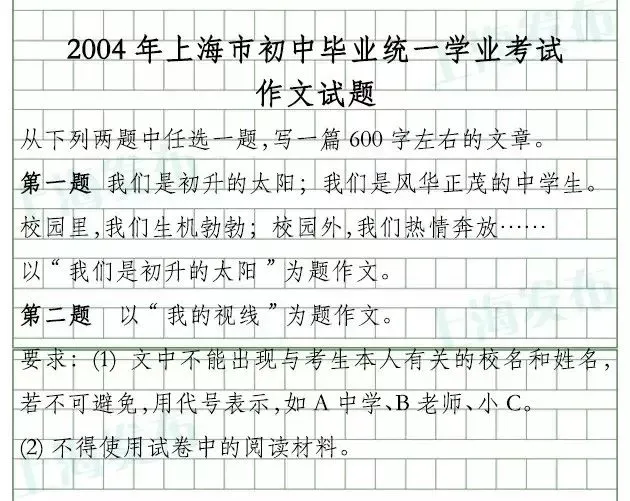 历年真题汇总|2003-2025年上海中考作文题集锦 第7张 历年真题汇总|2003-2025年上海中考作文题集锦 第7张