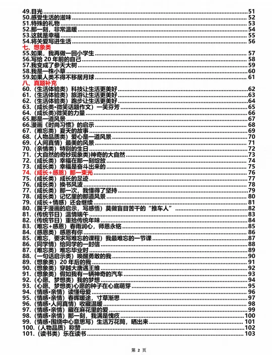 六年级下册小升初语文真题作文101篇,电子版可打印 第3张 六年级下册小升初语文真题作文101篇,电子版可打印 第3张
