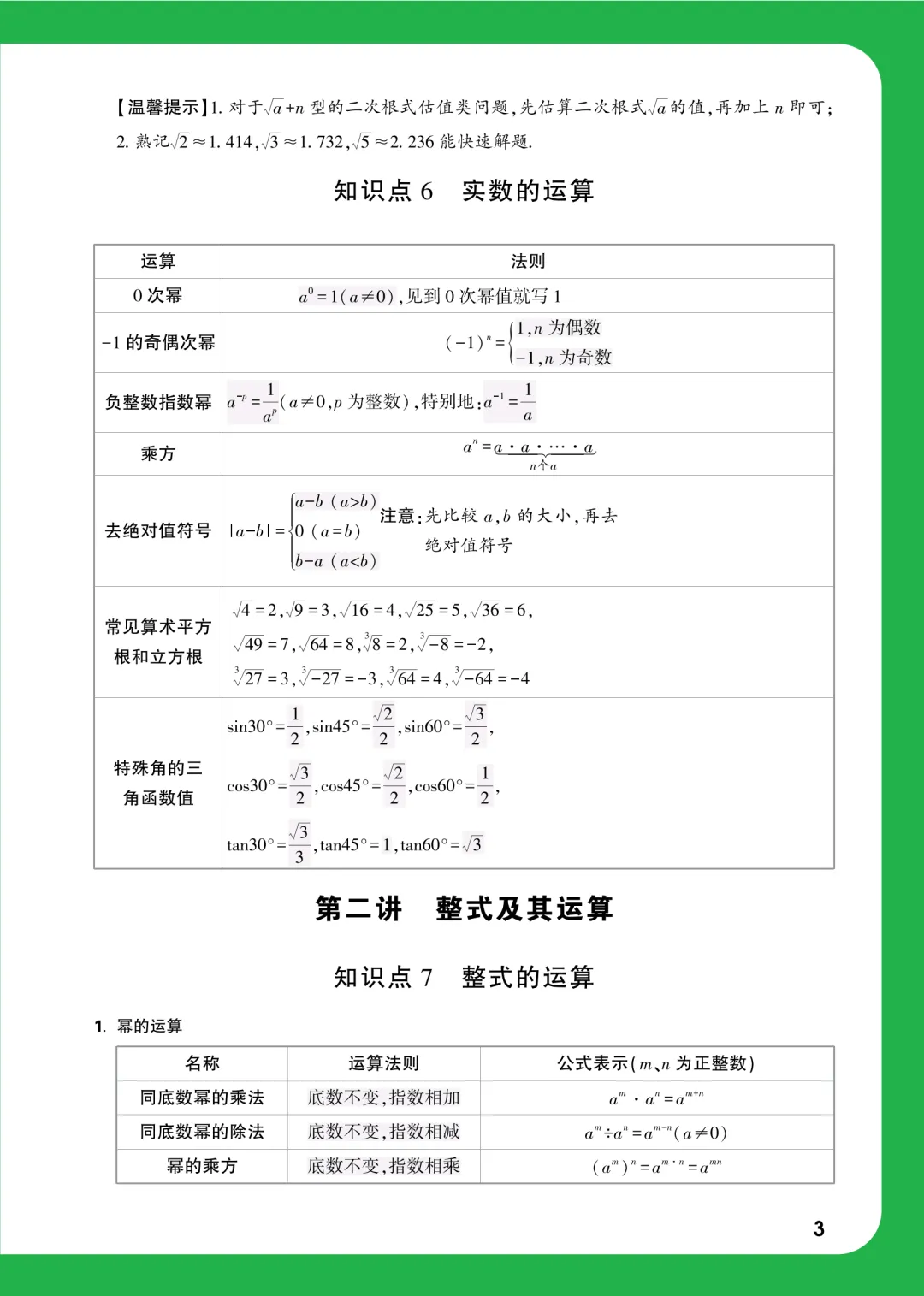 中考数学考前速查37个必考知识点 第6张